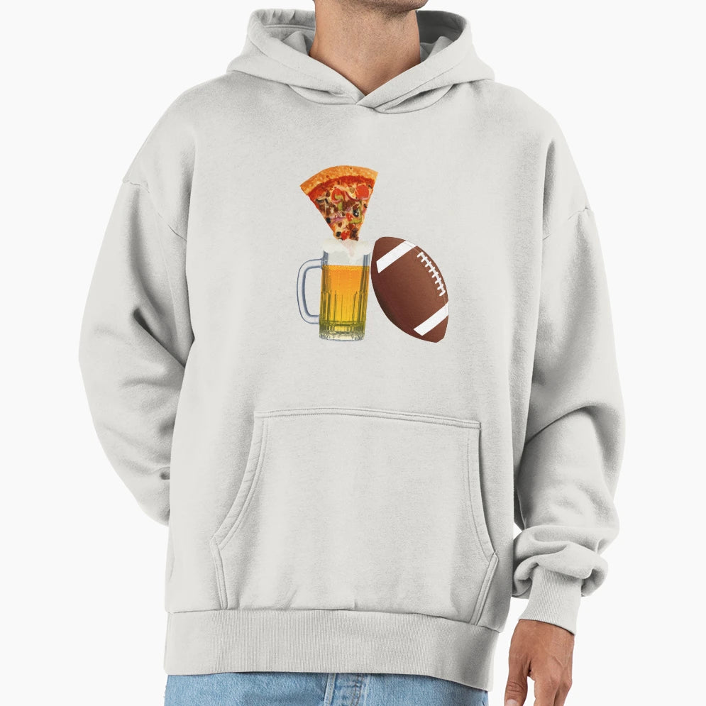 Beer Football And Pizza Hoodie - Trendy Graphic Men Women - T-Shirt, Sweatshirt, Hoodie