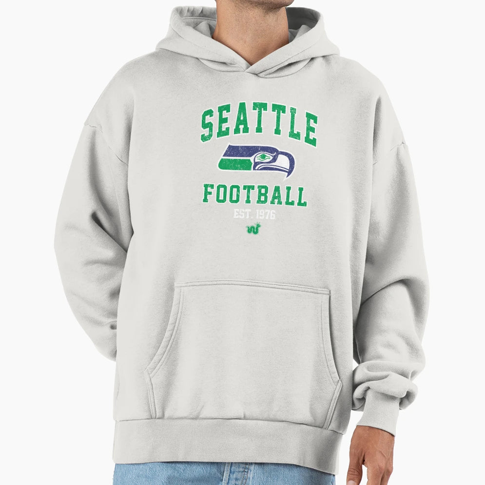 Seattle 12 Sea Hawk Football Throwback Hoodie - Fun Novelty Design Unisex - T-Shirt, Sweatshirt, Hoodie
