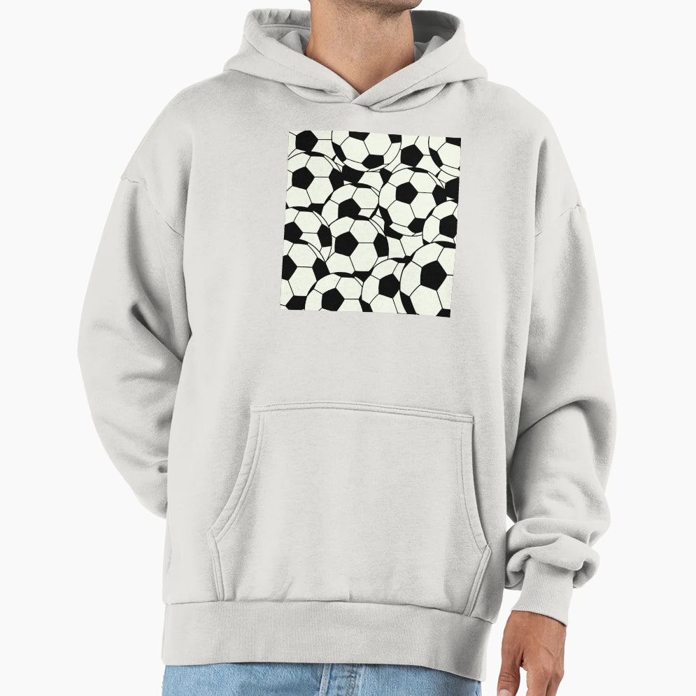 Stacked Football Soccer Balls Theme Hoodie - Aesthetic Graphic for Adults - T-Shirt, Sweatshirt, Hoodie