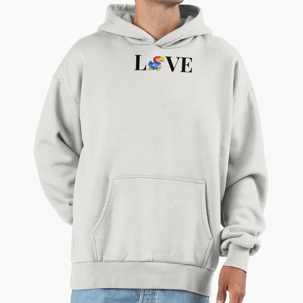 Ku Jayhawk Love Hoodie - Aesthetic Graphic for Adults - T-Shirt, Sweatshirt, Hoodie