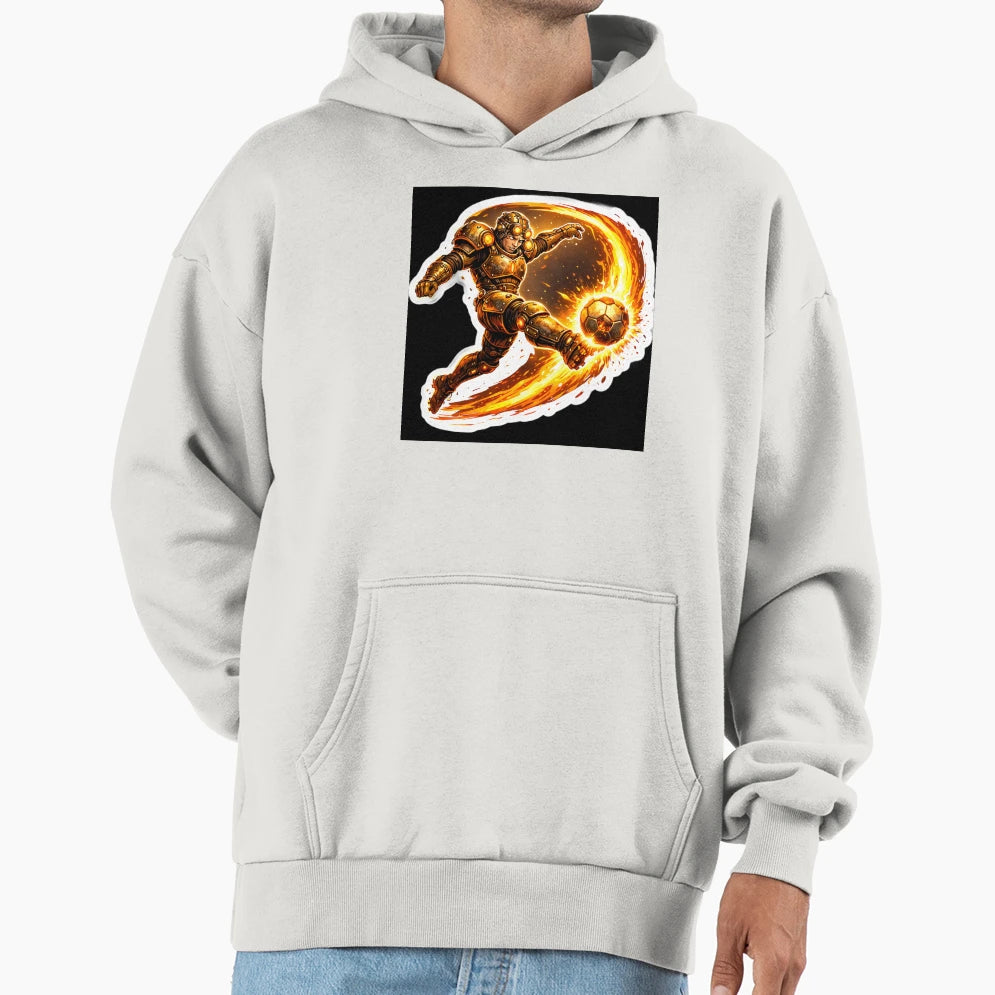 Steampunk Soccer Player Fireball Kick Hoodie - Novelty Apparel Men Women - T-Shirt, Sweatshirt, Hoodie