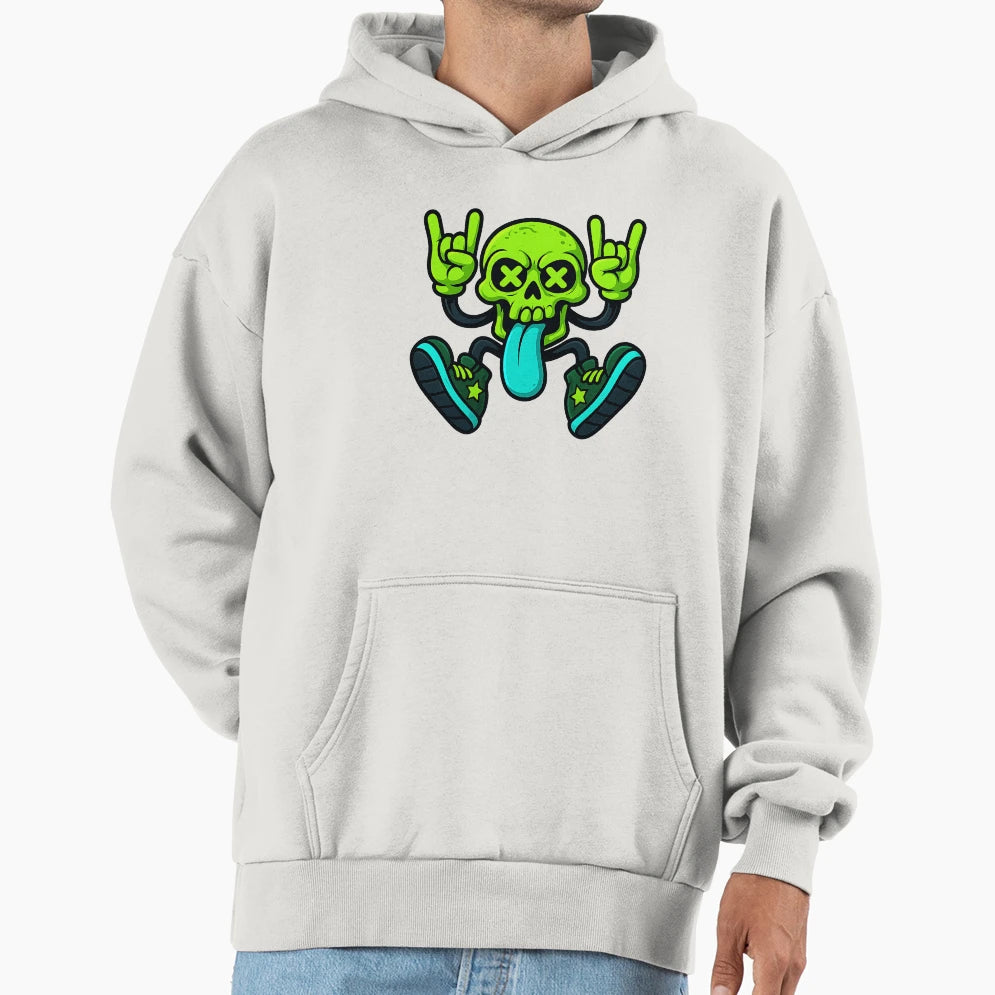 Neon Skull Mascot Cartoon Punk Vibes Hoodie - Minimalist Print Unisex - T-Shirt, Sweatshirt, Hoodie