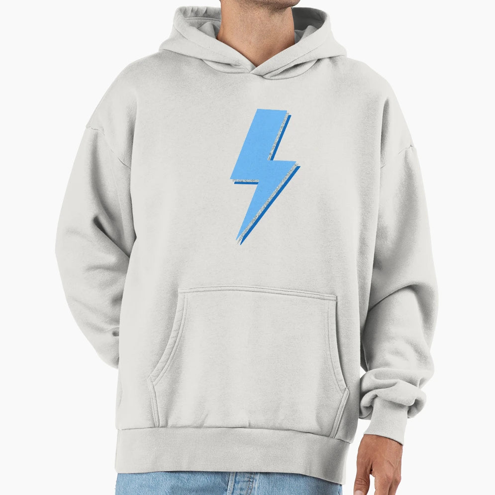 Blue And Silver Lightning Bolt Hoodie - Novelty Apparel Unisex - T-Shirt, Sweatshirt, Hoodie