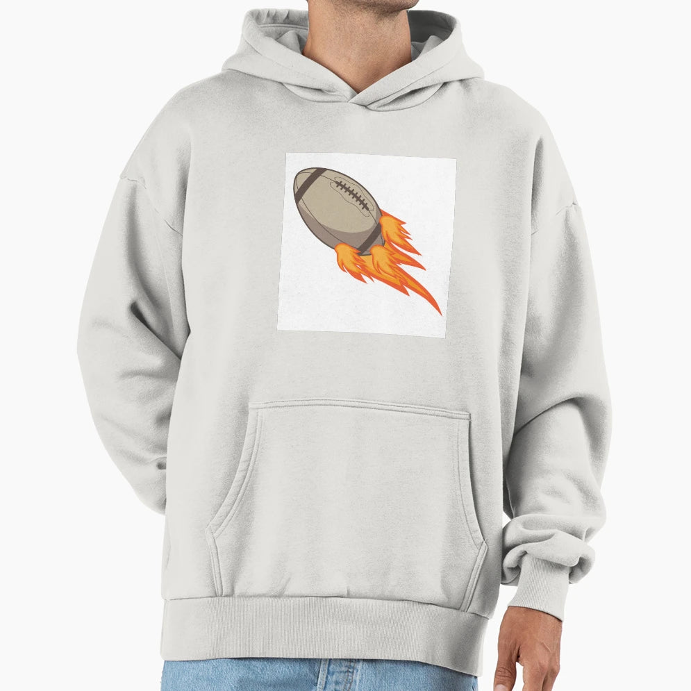 Flaming Football Hoodie - Aesthetic Graphic for Adults - T-Shirt, Sweatshirt, Hoodie