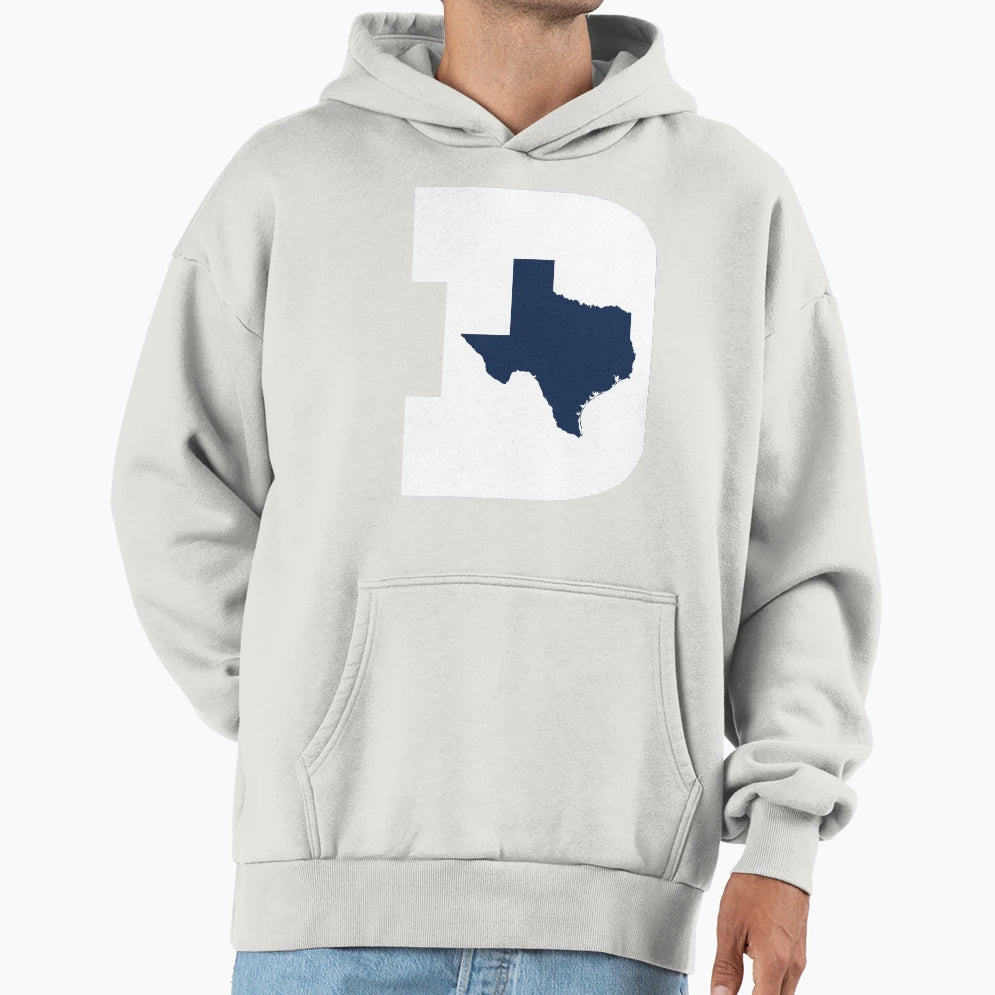 D Texas White Blue Hoodie - Trendy Graphic Unisex - T-Shirt, Sweatshirt, Hoodie