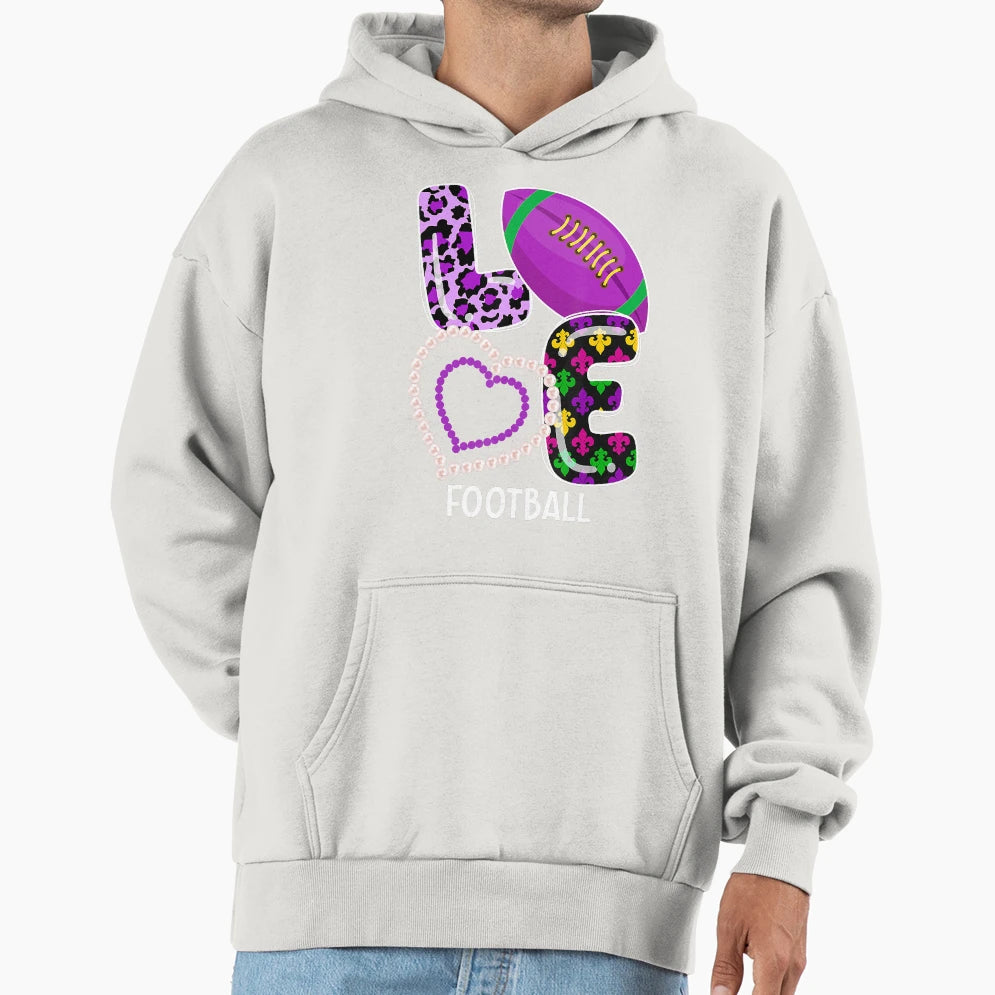 Football Sport Mardi Gras Funny Hoodie - Custom Art Print Men Women - T-Shirt, Sweatshirt, Hoodie