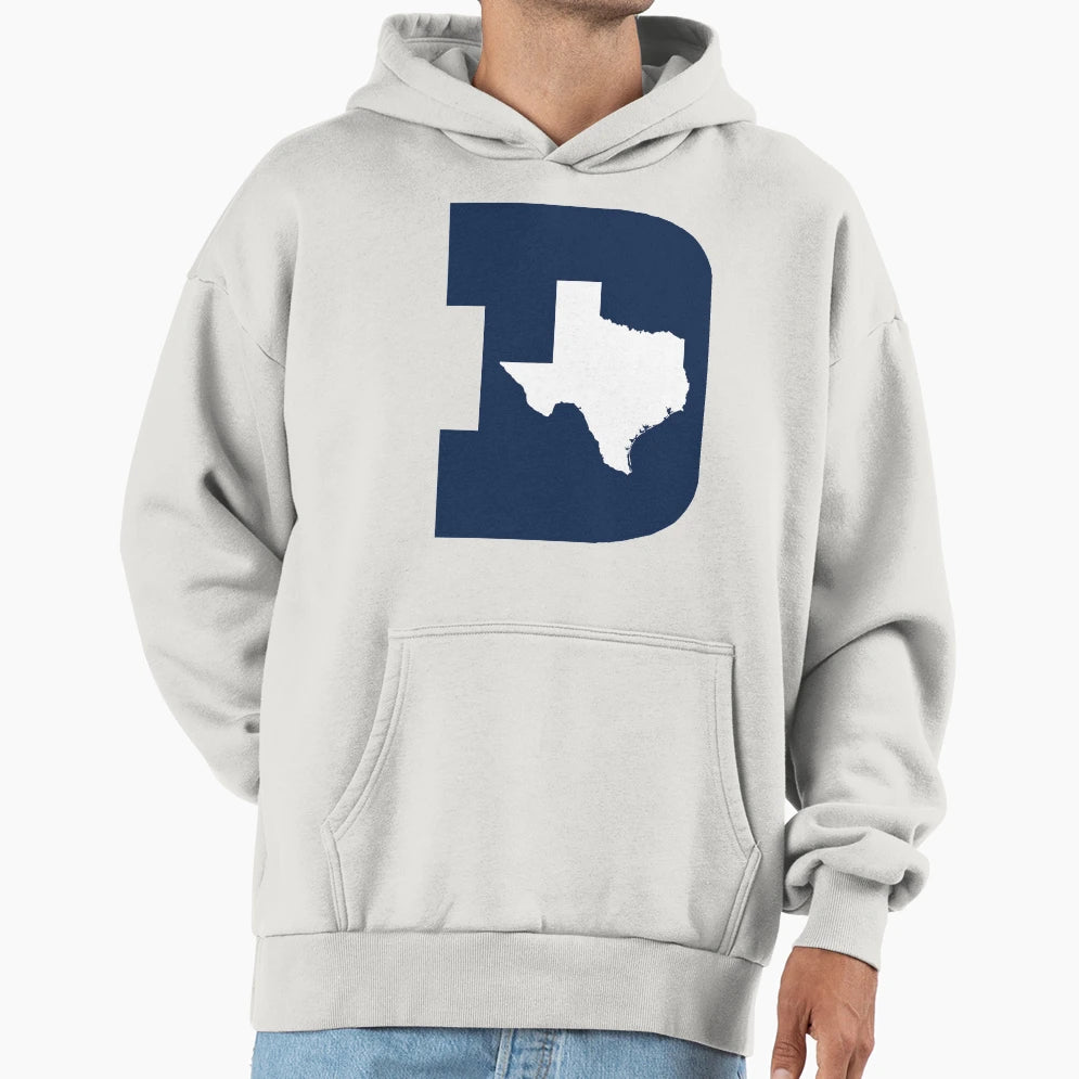D Texas Blue White Hoodie - Trendy Graphic Unisex - T-Shirt, Sweatshirt, Hoodie