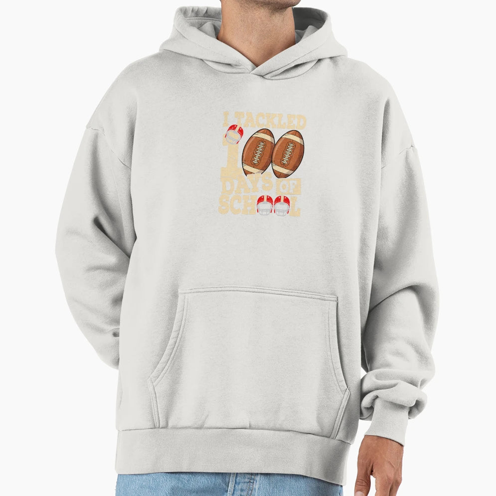 100 Days School 100Th Day School Football Hoodie - Unique Graphic Men Women - T-Shirt, Sweatshirt, Hoodie