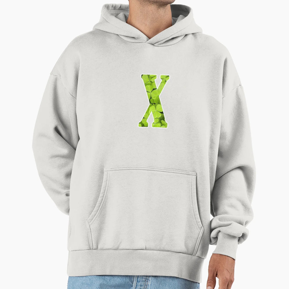 X Botanical Monogram Detailed Clovers Hoodie - Custom Art Print Men Women - T-Shirt, Sweatshirt, Hoodie