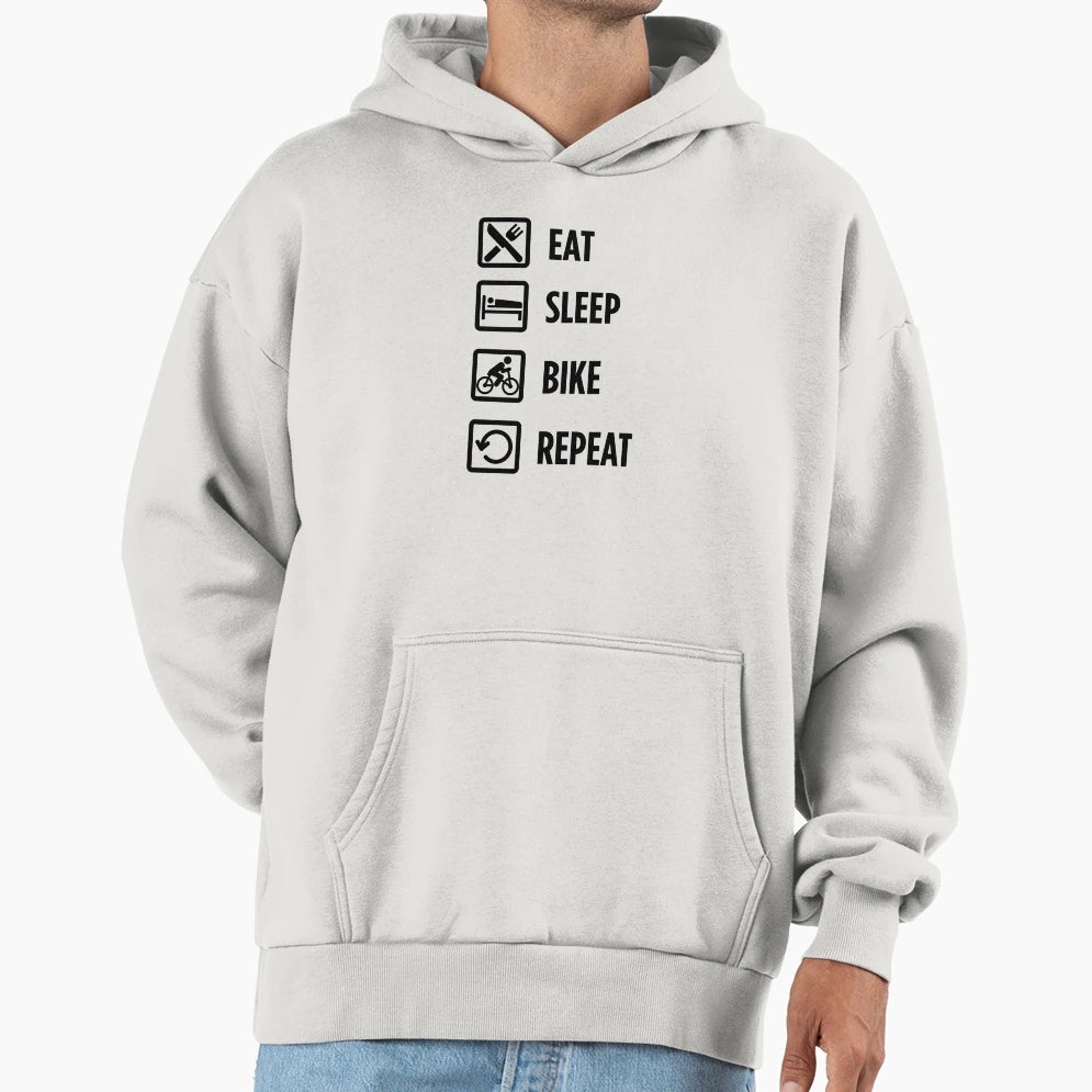Eat Sleep Bike Repeat Hoodie - Aesthetic Graphic for Adults - T-Shirt, Sweatshirt, Hoodie