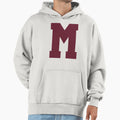 Alphabet Maroon M Sports Letter M Hoodie - Trendy Graphic Unisex - T-Shirt, Sweatshirt, Hoodie