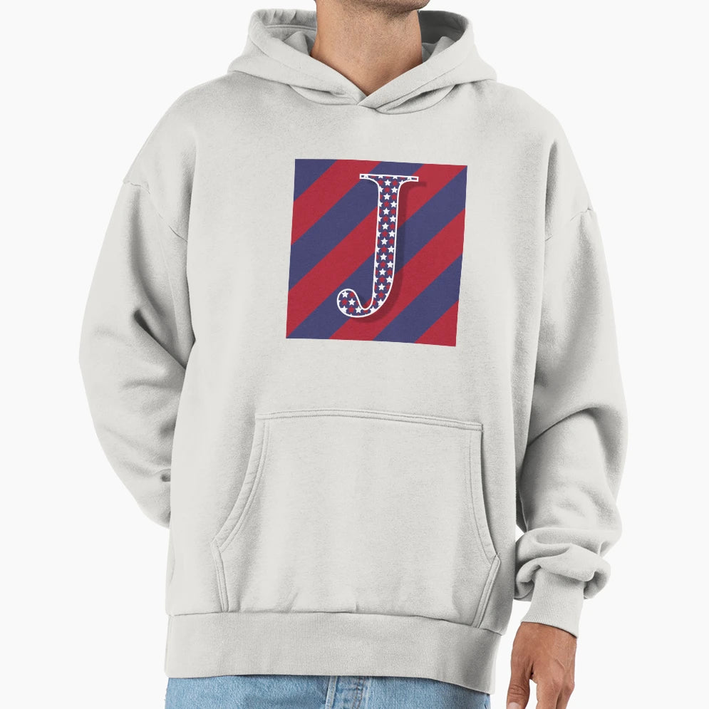Letter J Americana Old Glory Red And Hoodie - Novelty Apparel Men Women - T-Shirt, Sweatshirt, Hoodie