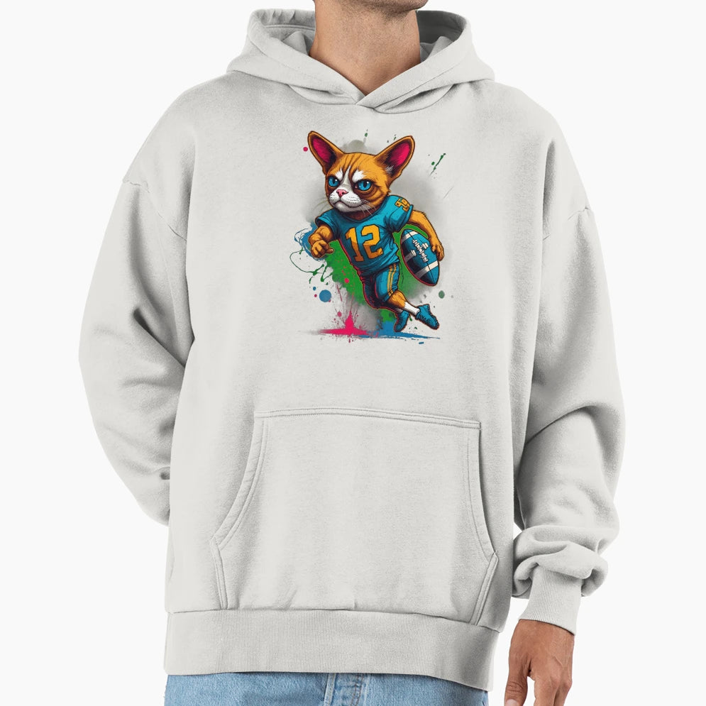Grumpy Persian Cat Playing American Hoodie - Aesthetic Graphic Men Women - T-Shirt, Sweatshirt, Hoodie