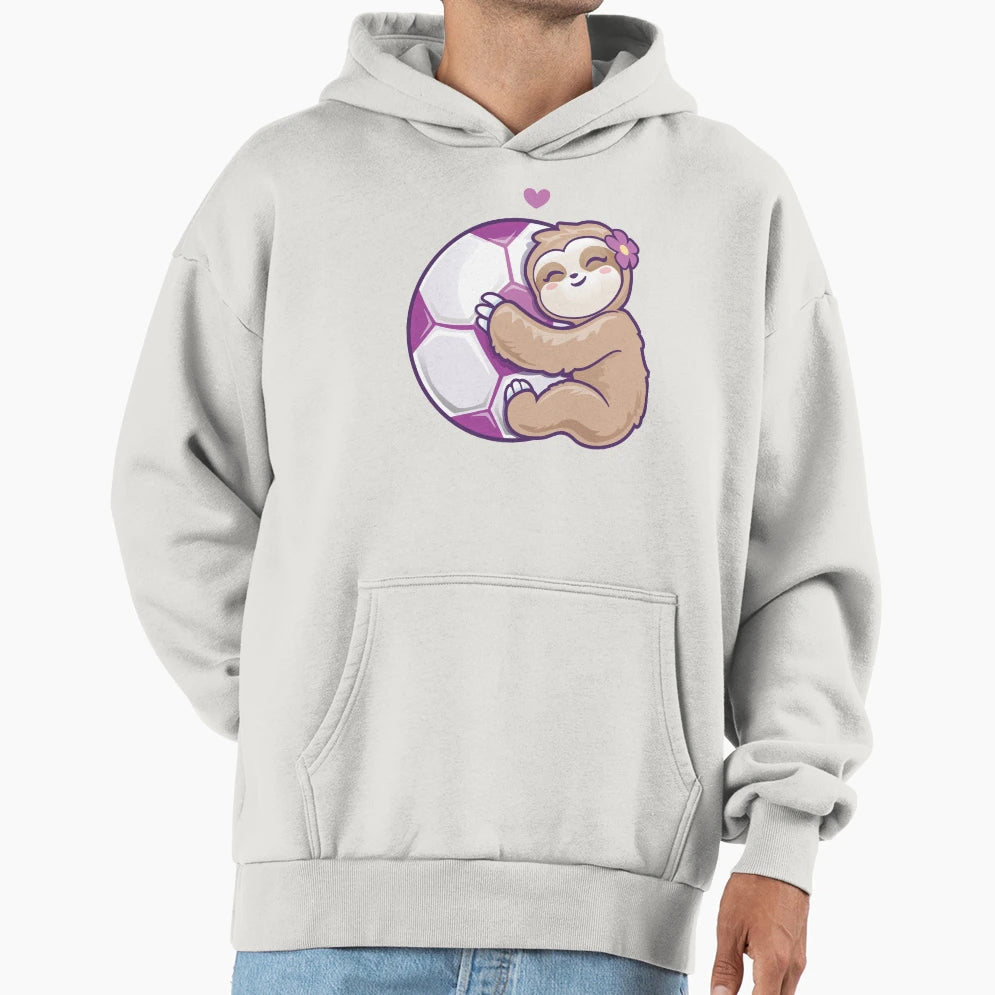 Soccer Sloth Loves Football Purple Hoodie - Custom Art Print for Adults - T-Shirt, Sweatshirt, Hoodie