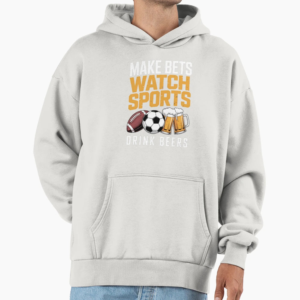 Sport Lovers Funny Drinking Beers Hoodie - Graphic Print for Adults - T-Shirt, Sweatshirt, Hoodie