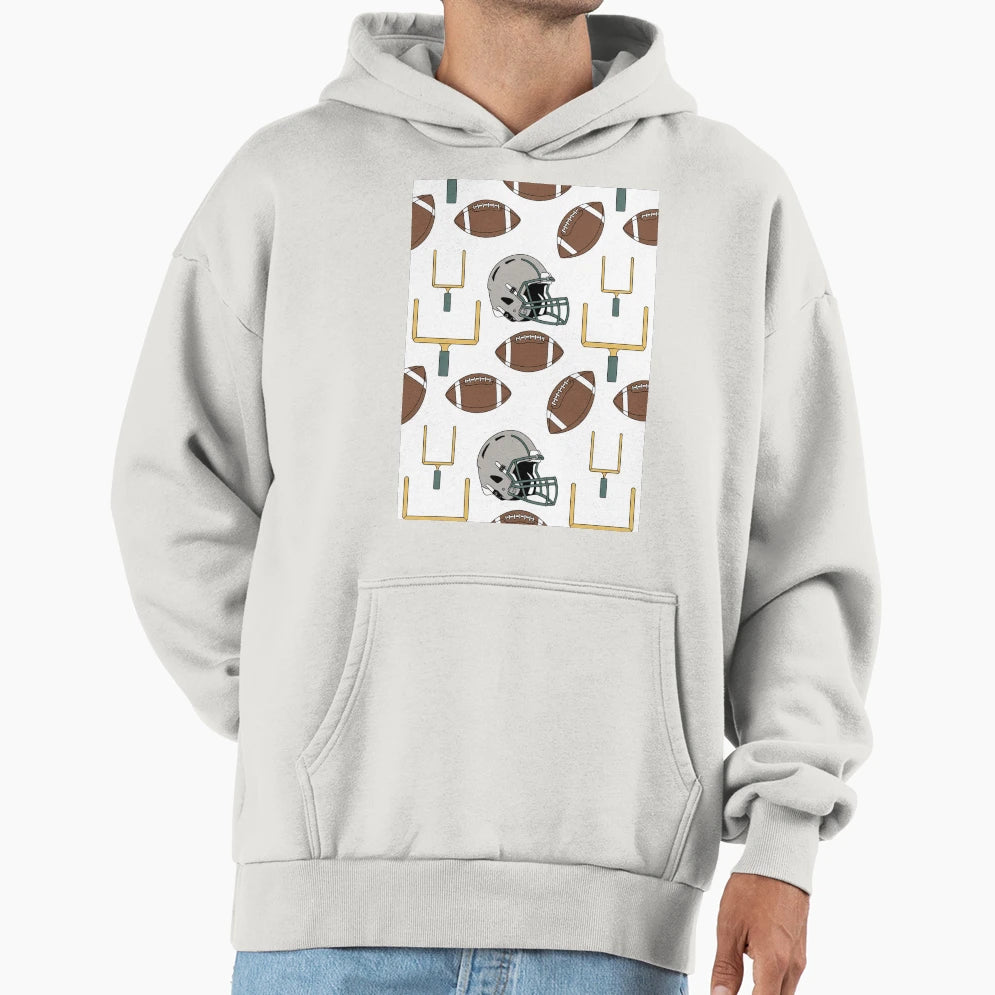 American Football Seamless Pattern Hoodie - Fun Novelty Design Men Women - T-Shirt, Sweatshirt, Hoodie