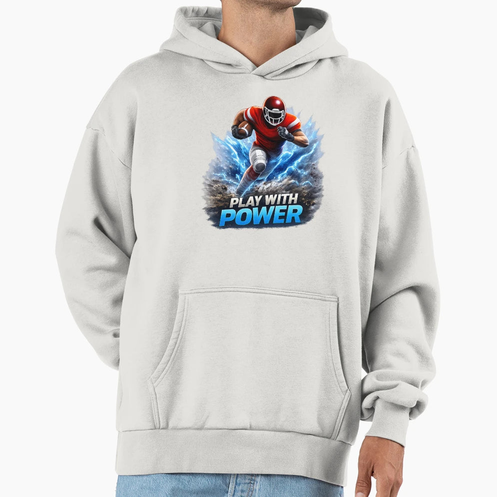 Play Power American Football Hoodie - Fun Novelty Design for Adults - T-Shirt, Sweatshirt, Hoodie