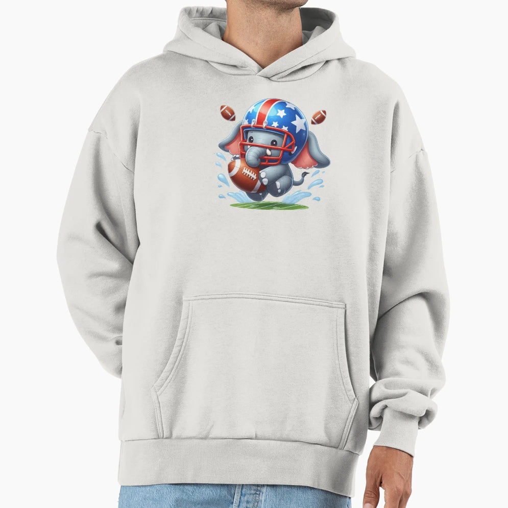 Football Elephant Hoodie - Casual Everyday Wear Unisex - T-Shirt, Sweatshirt, Hoodie