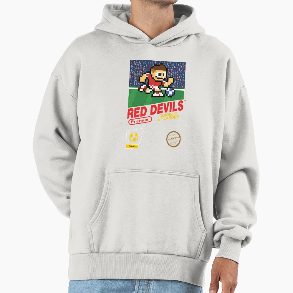 Red Devils 8 Bit Football Soccer Hoodie - Novelty Apparel Men Women - T-Shirt, Sweatshirt, Hoodie