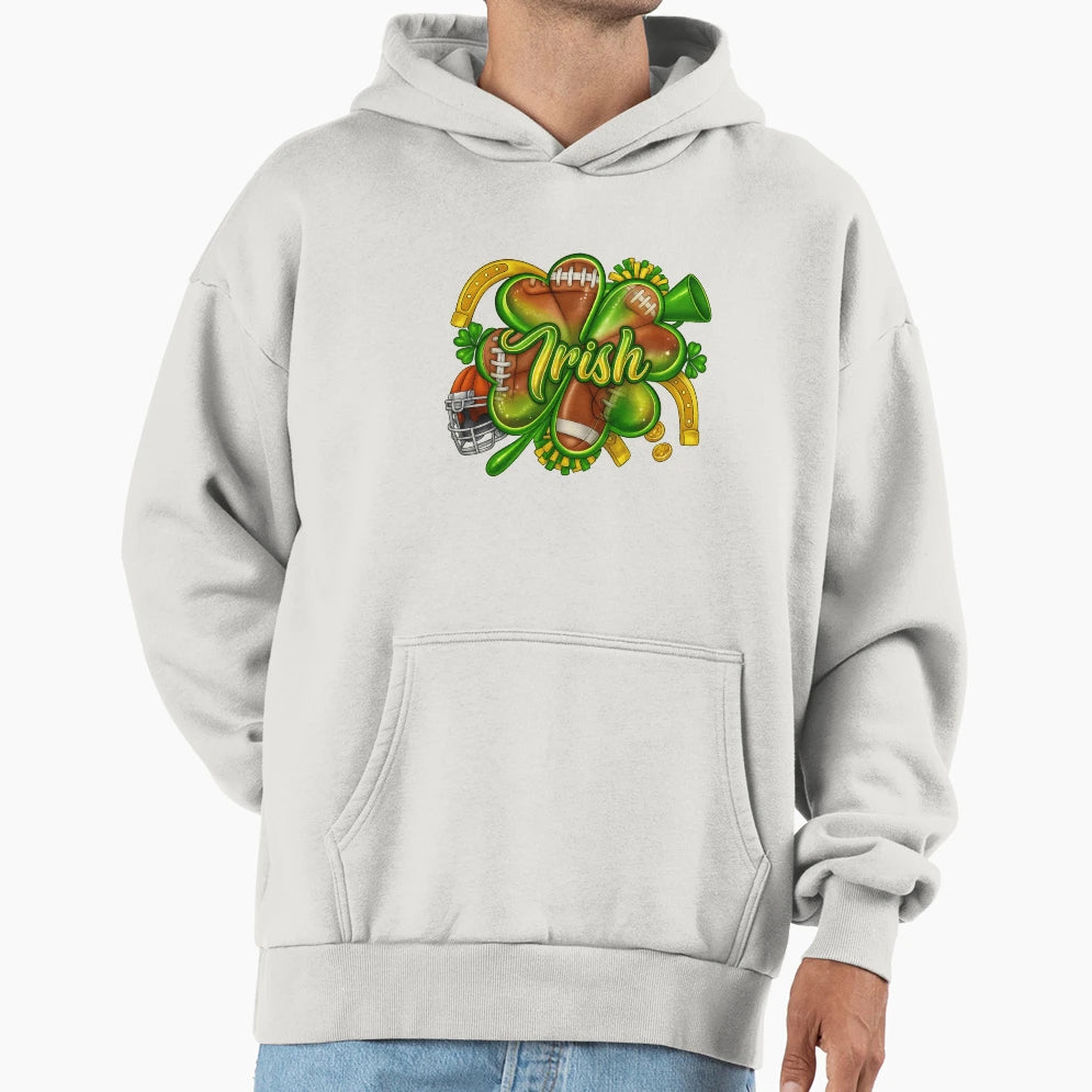 Irish Football Clover Lucky Sports Hoodie - Novelty Apparel Men Women - T-Shirt, Sweatshirt, Hoodie