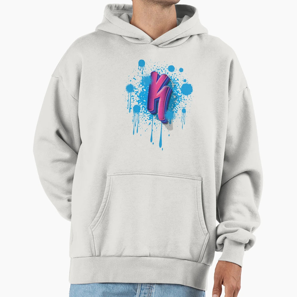 K Graffiti Initial Hoodie - Aesthetic Graphic Men Women - T-Shirt, Sweatshirt, Hoodie
