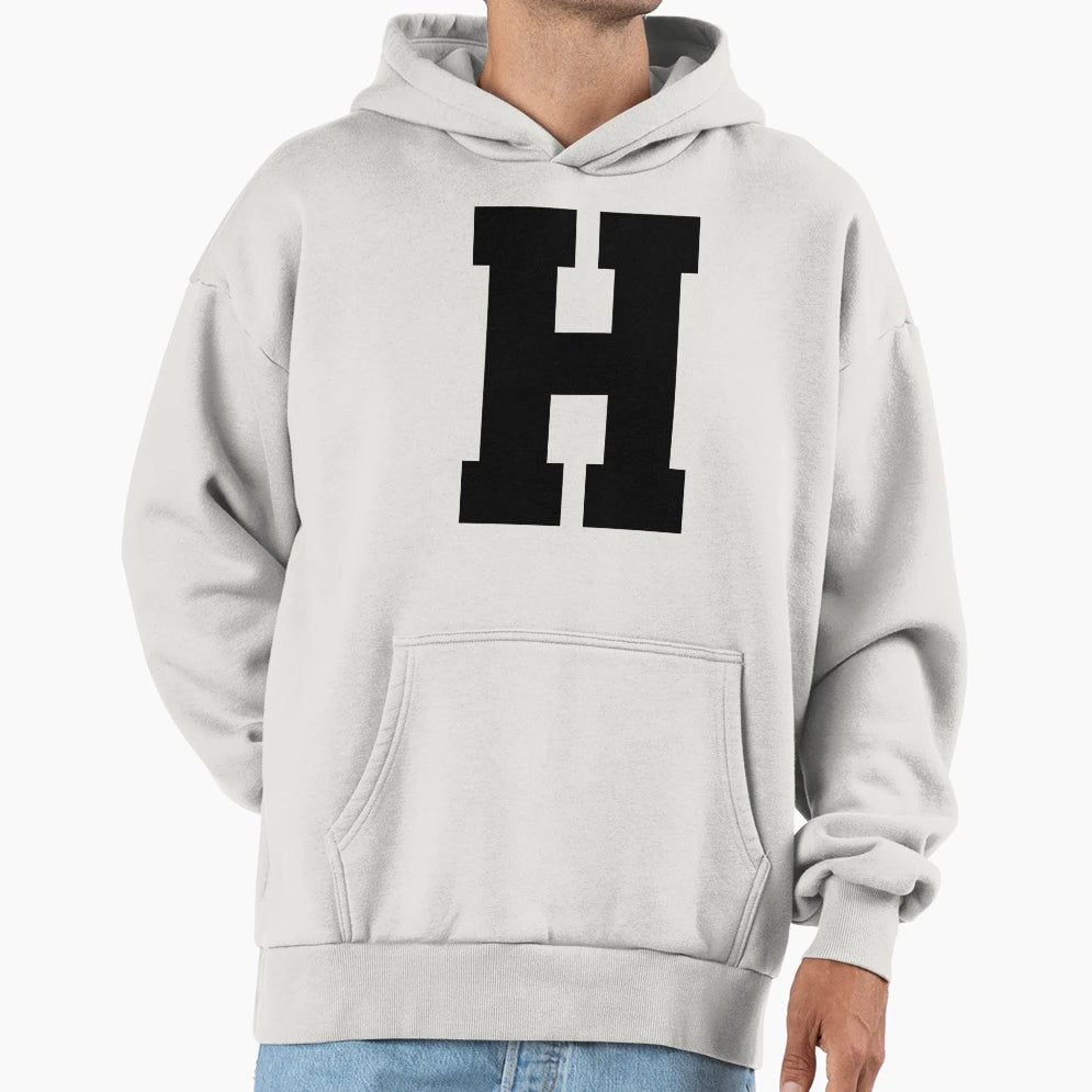 Alphabet Black H Sports Letter H Hoodie - Minimalist Print for Adults - T-Shirt, Sweatshirt, Hoodie