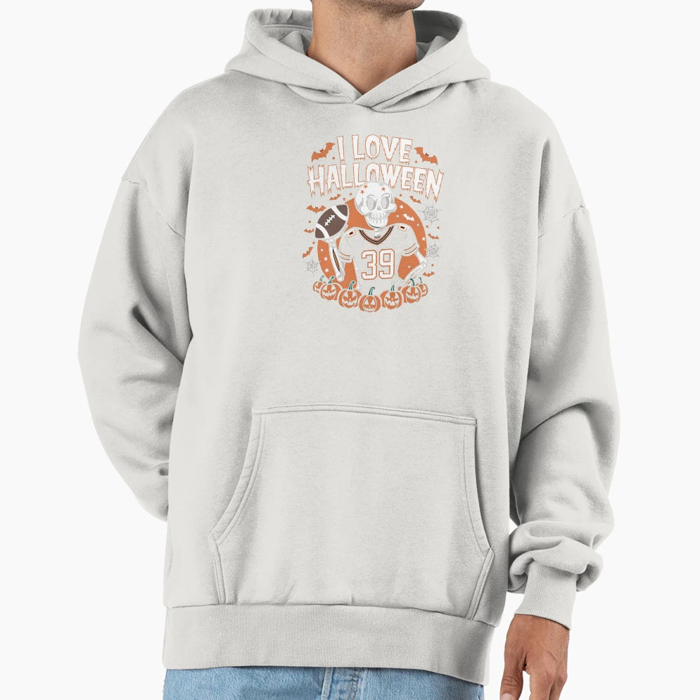 Halloween Skeleton Football Player Hoodie - Unique Graphic Unisex - T-Shirt, Sweatshirt, Hoodie