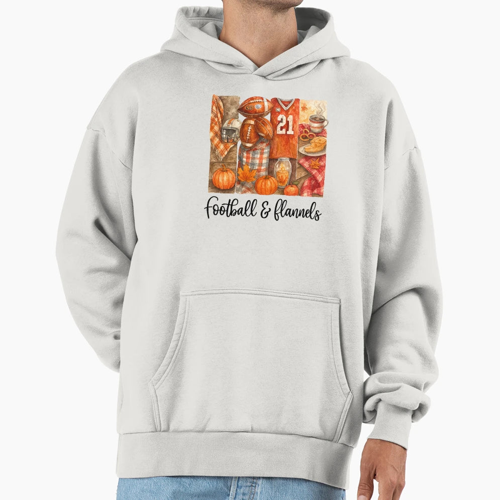 Watercolor Football And Flannels Hoodie - Casual Everyday Wear Unisex - T-Shirt, Sweatshirt, Hoodie