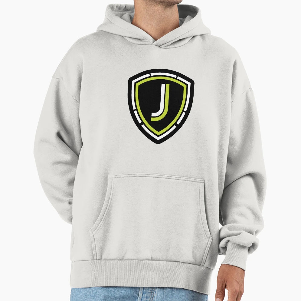 Illustration Letter J Esports Shield Hoodie - Trendy Graphic for Adults - T-Shirt, Sweatshirt, Hoodie