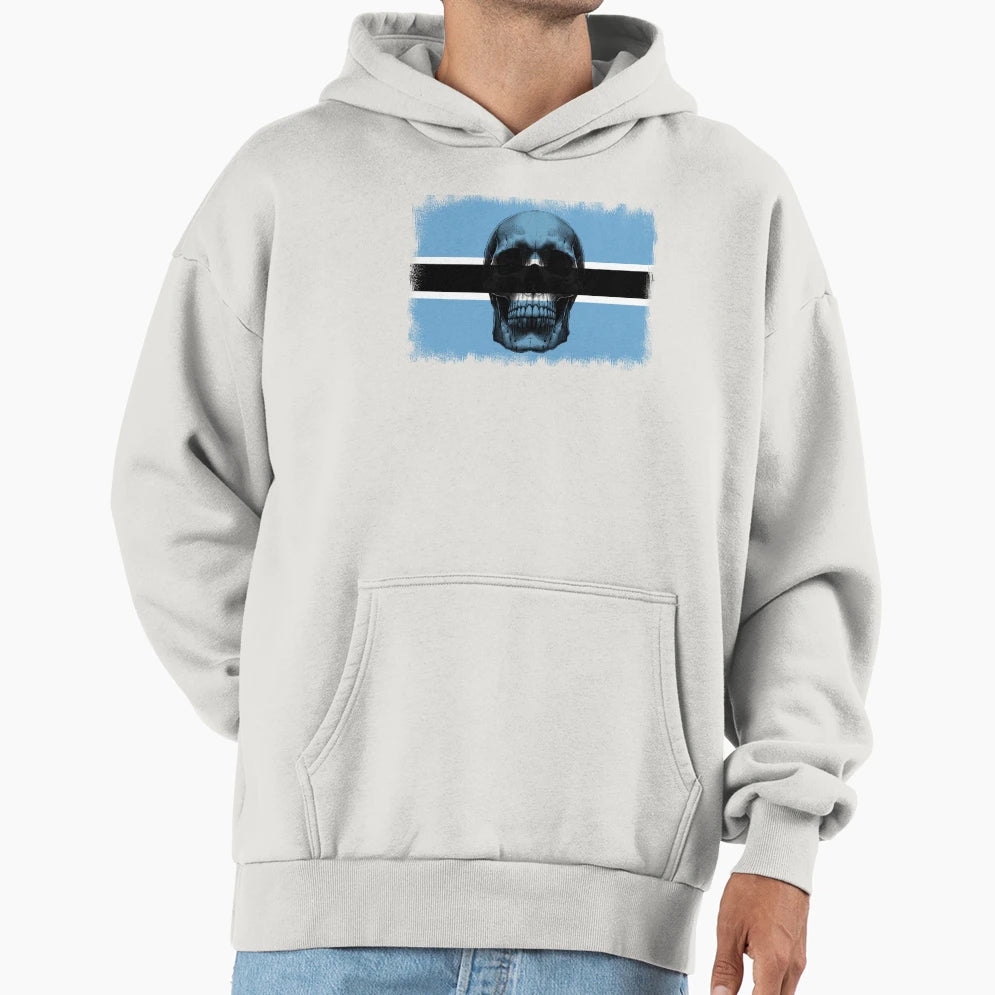 Botswana Skull Flag Nation Rareart Hoodie - Trendy Graphic for Adults - T-Shirt, Sweatshirt, Hoodie