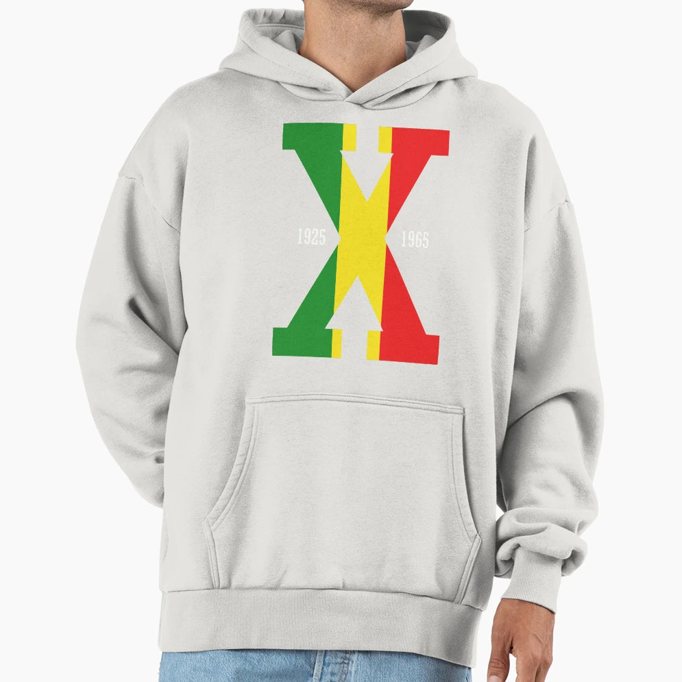 Red Green And Yellow Malcolm X 1925 1965 Hoodie - Unique Graphic Unisex - T-Shirt, Sweatshirt, Hoodie