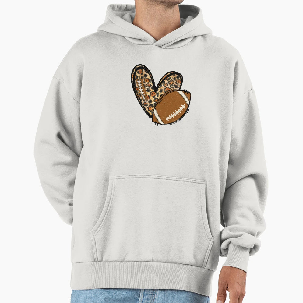Football Heart Hoodie - Graphic Print Men Women - T-Shirt, Sweatshirt, Hoodie