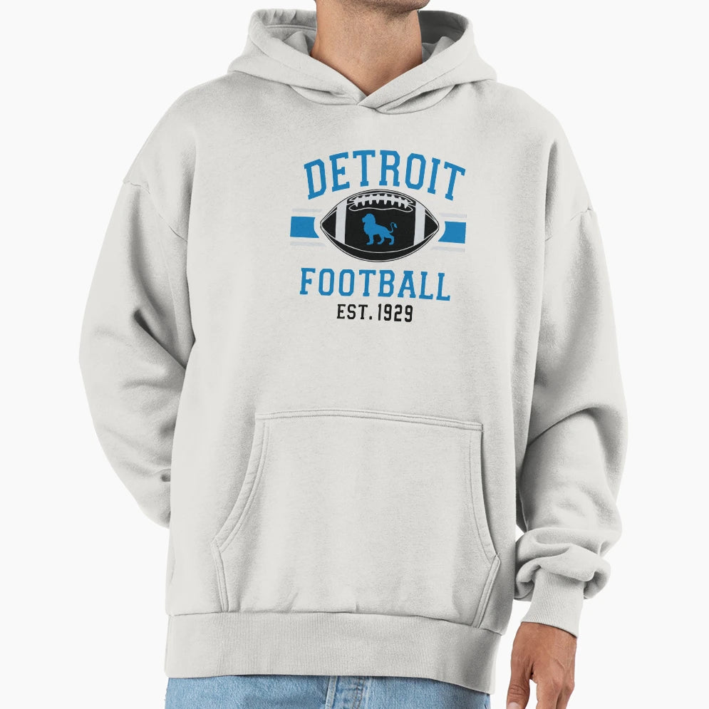 Detroit Lions Football Est 1929 Hoodie - Novelty Apparel for Adults - T-Shirt, Sweatshirt, Hoodie