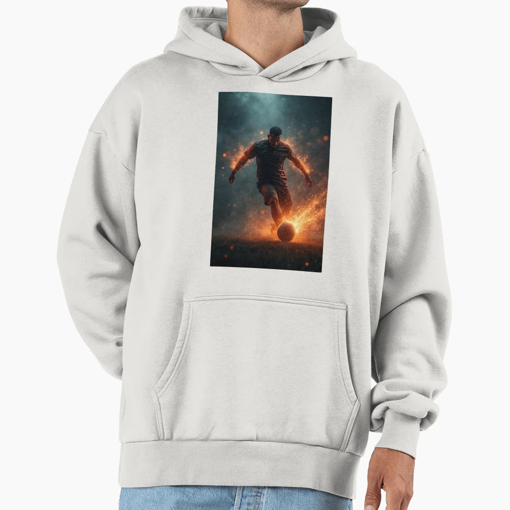 Dark Aura Soccer Power Shot Hoodie - Minimalist Print Unisex - T-Shirt, Sweatshirt, Hoodie