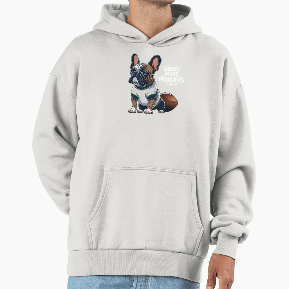 Football French Bulldog Jersey Sunday Hoodie - Custom Art Print for Adults - T-Shirt, Sweatshirt, Hoodie