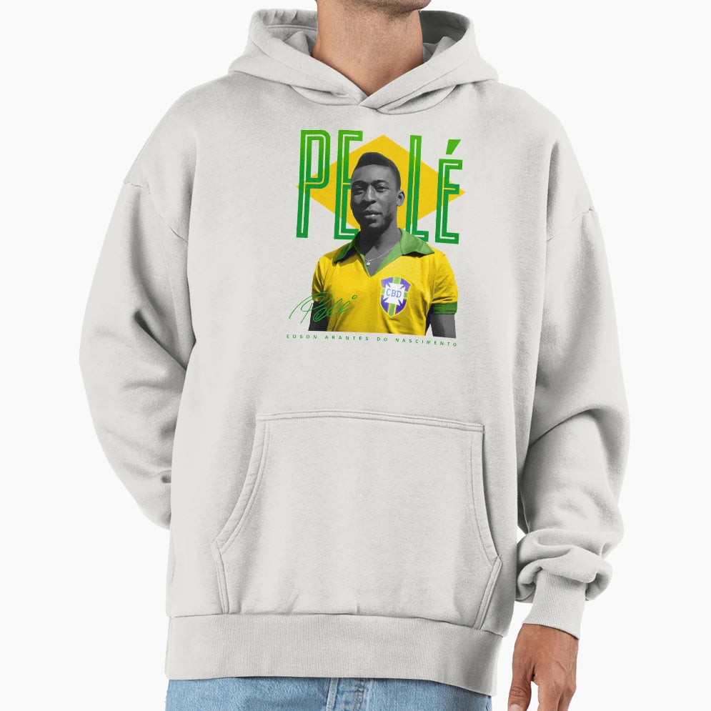 Pele Brazil Football Hoodie - Unique Graphic for Adults - T-Shirt, Sweatshirt, Hoodie