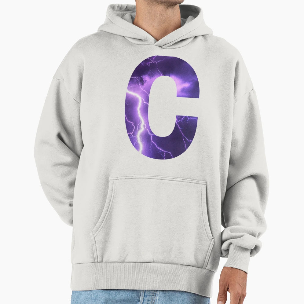 Letter C Lightning Hoodie - Unique Graphic Unisex - T-Shirt, Sweatshirt, Hoodie