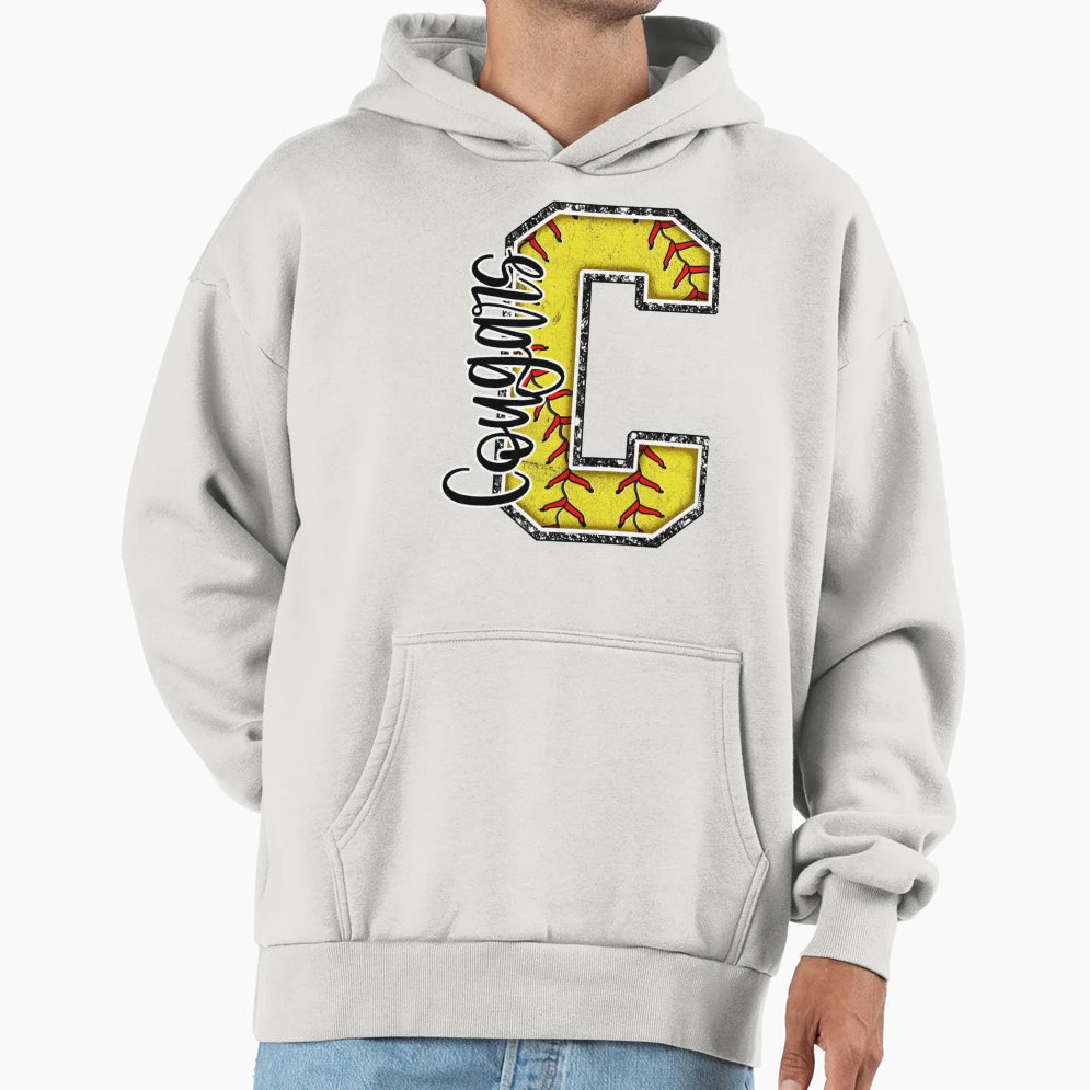 Cougars Softball Mom Game Day Mascot Hoodie - Unique Graphic Men Women - T-Shirt, Sweatshirt, Hoodie