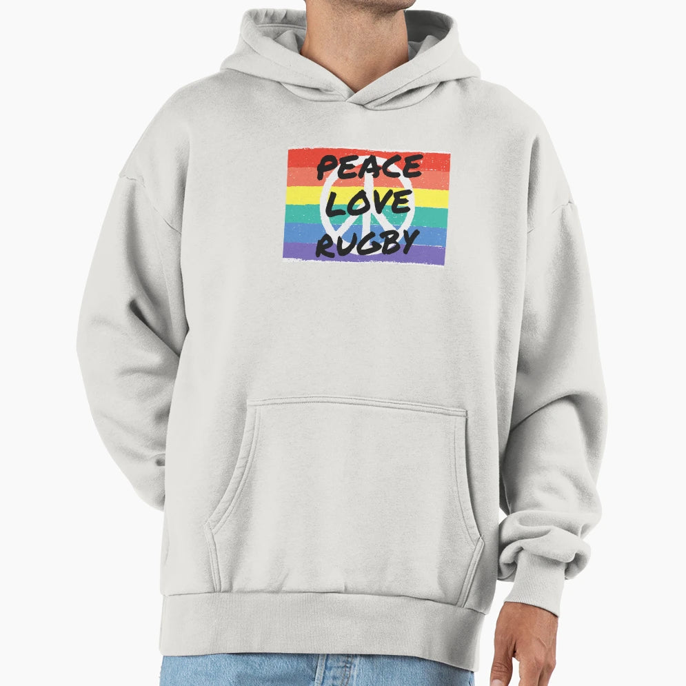 Peace Love Rugby Hoodie - Minimalist Print Men Women - T-Shirt, Sweatshirt, Hoodie