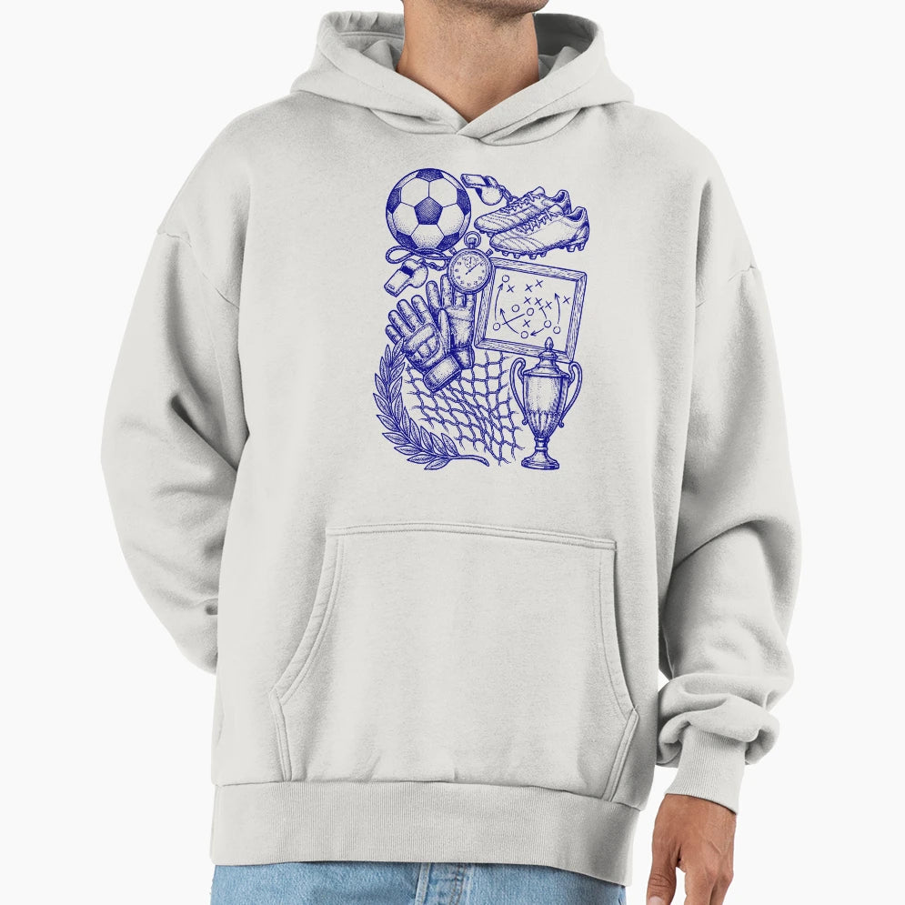 Navy Blue Soccer Tactics Blueprint Hoodie - Fun Novelty Design Unisex - T-Shirt, Sweatshirt, Hoodie