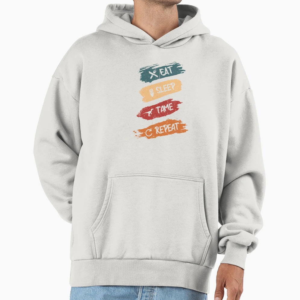 Eat Sleep Tame Repeat Black Version Hoodie - Custom Art Print Unisex - T-Shirt, Sweatshirt, Hoodie