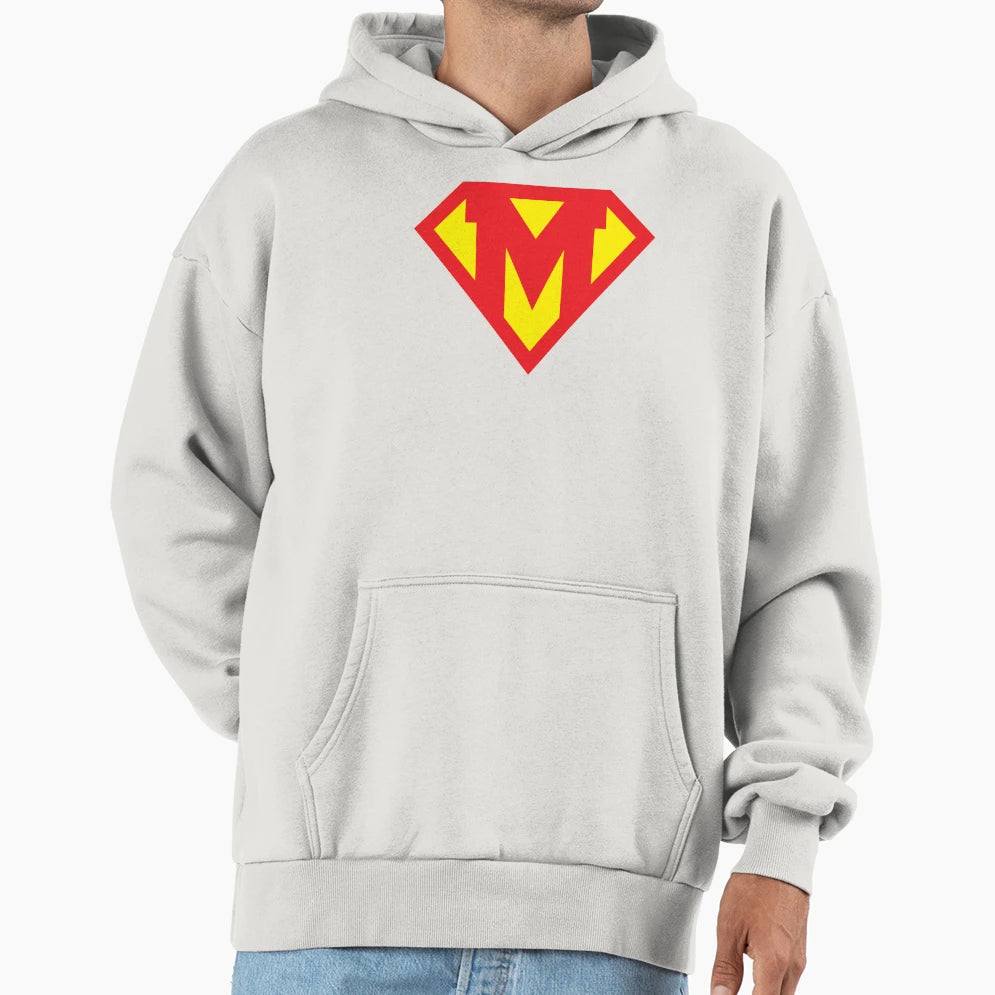 Letter M Superhero Symbol Hoodie - Aesthetic Graphic for Adults - T-Shirt, Sweatshirt, Hoodie