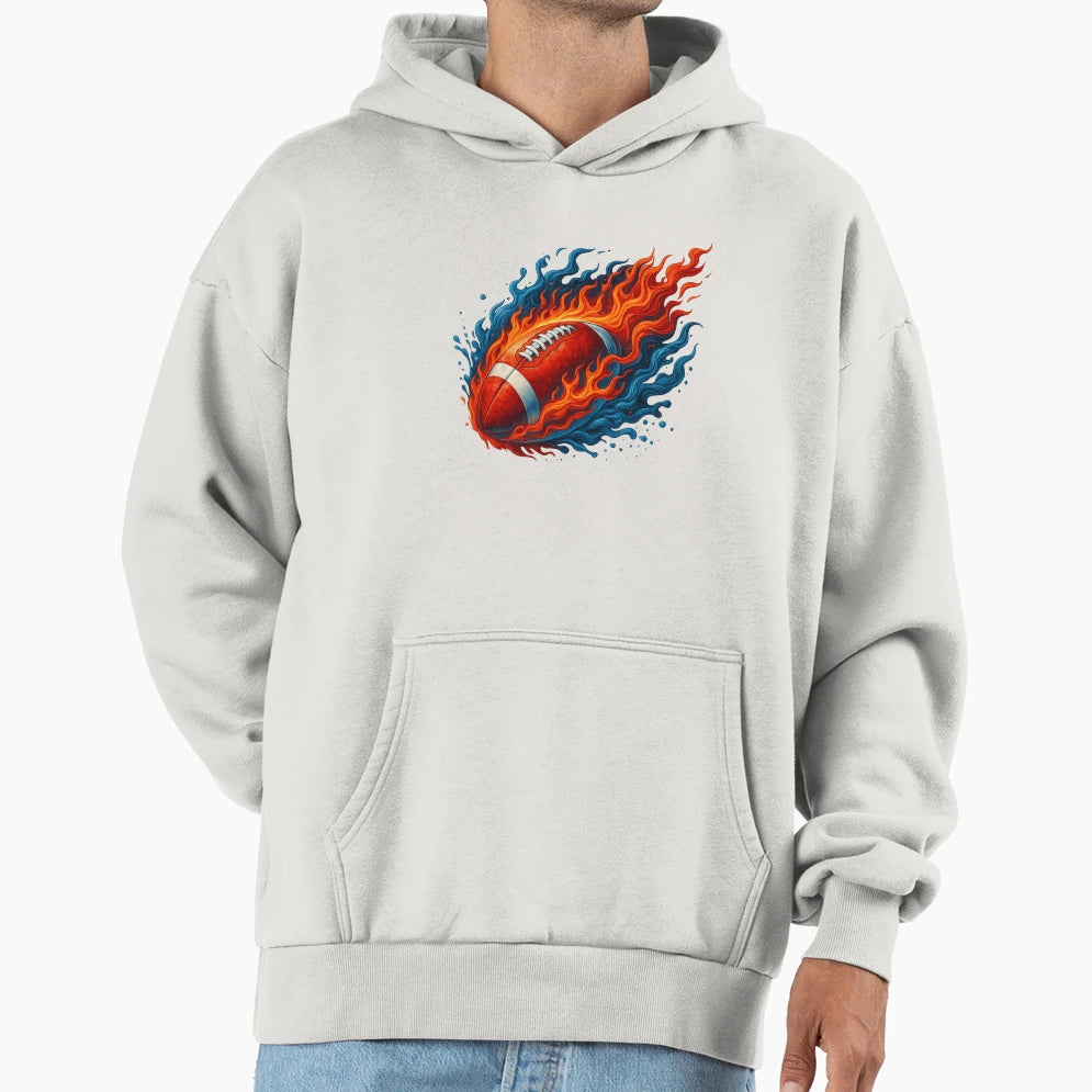 Fire And Water Football Fusion Explosion Art Hoodie - Trendy Graphic Unisex - T-Shirt, Sweatshirt, Hoodie