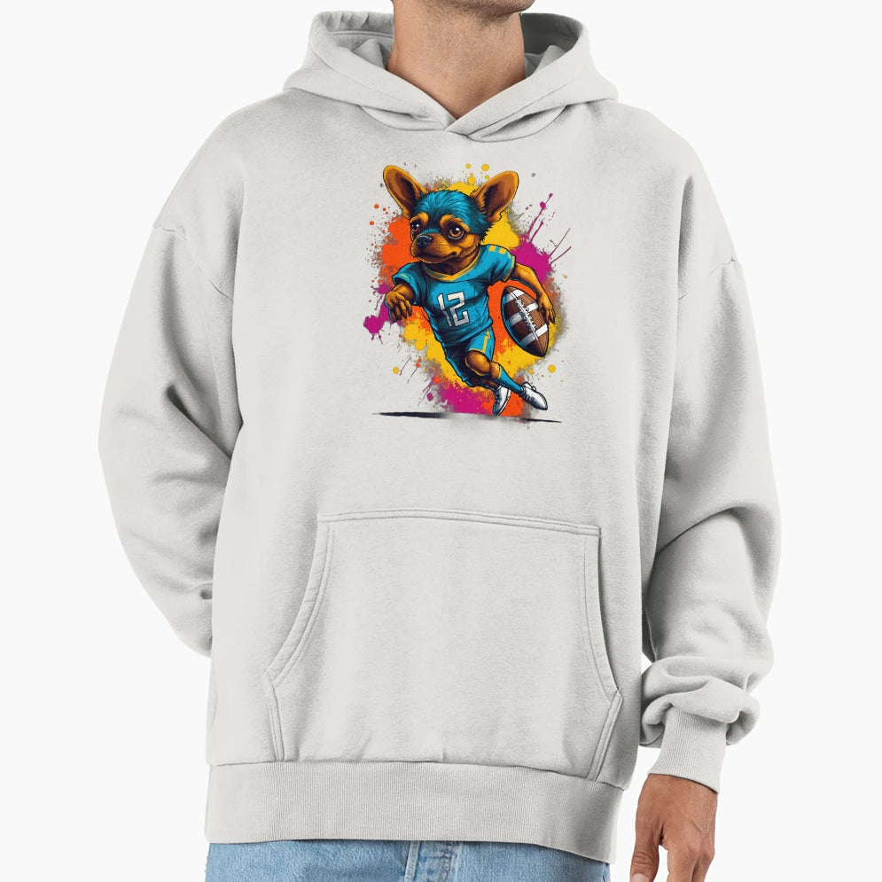 Yorkshire Terrier Dog Playing American Hoodie - Unique Graphic Men Women - T-Shirt, Sweatshirt, Hoodie