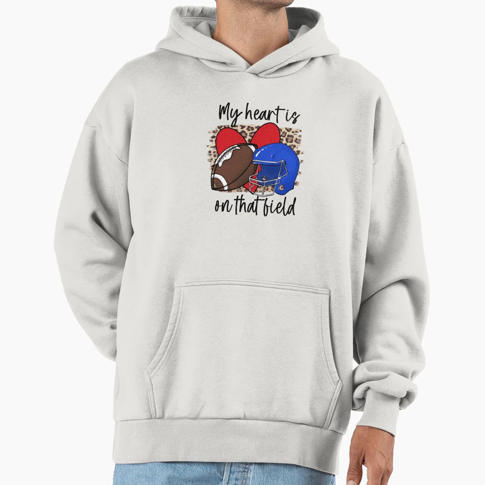 Football My Heart Is That Field Leopard Hoodie - Unique Graphic Men Women - T-Shirt, Sweatshirt, Hoodie