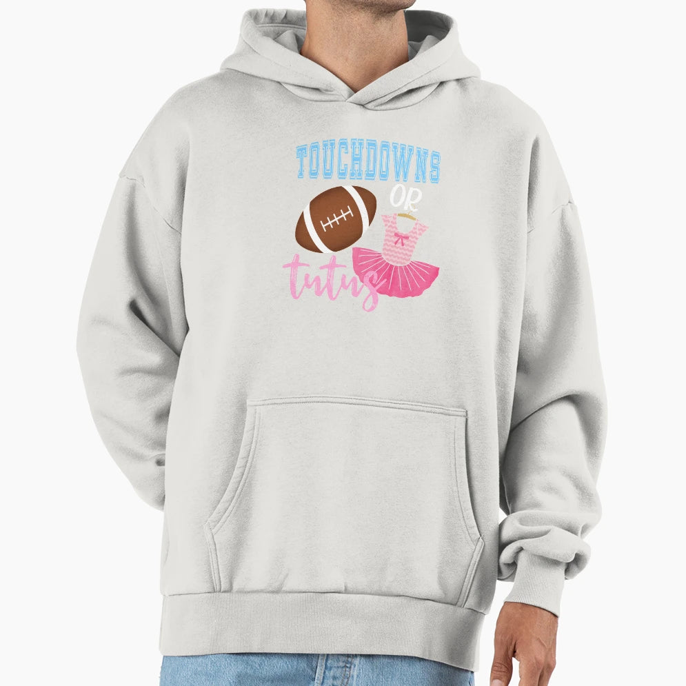Touchdowns Or Tutus Pregnancy Gender Hoodie - Custom Art Print Unisex - T-Shirt, Sweatshirt, Hoodie