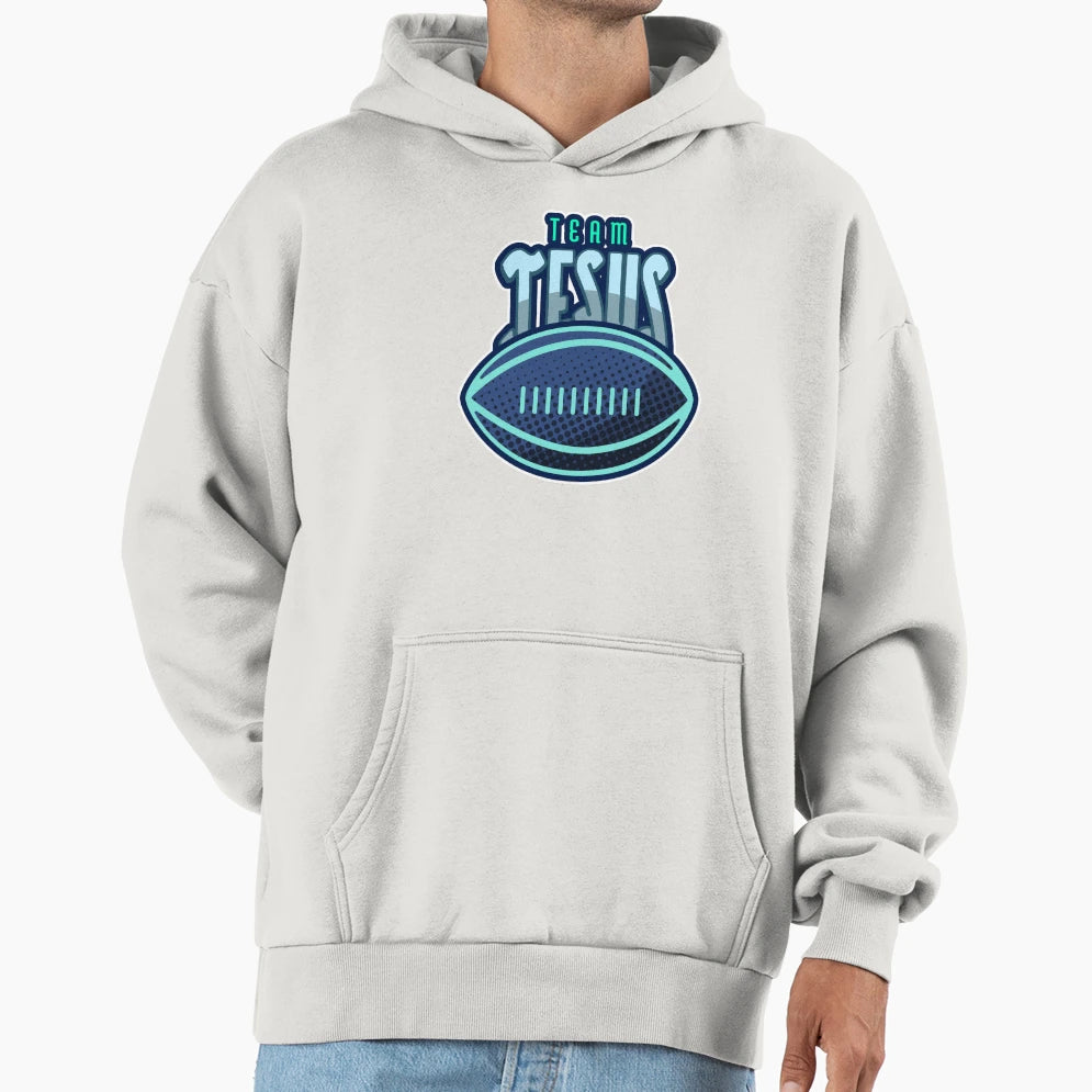 Team Jesus Blue Football Christian T-Shirt - Custom Art Print for Adults - T-Shirt, Sweatshirt, Hoodie