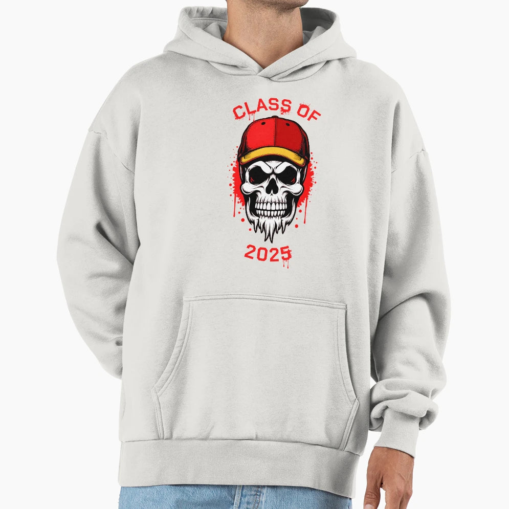 Class 2025 Skull Wearing Baseball Cap Hoodie - Streetwear Style Men Women - T-Shirt, Sweatshirt, Hoodie