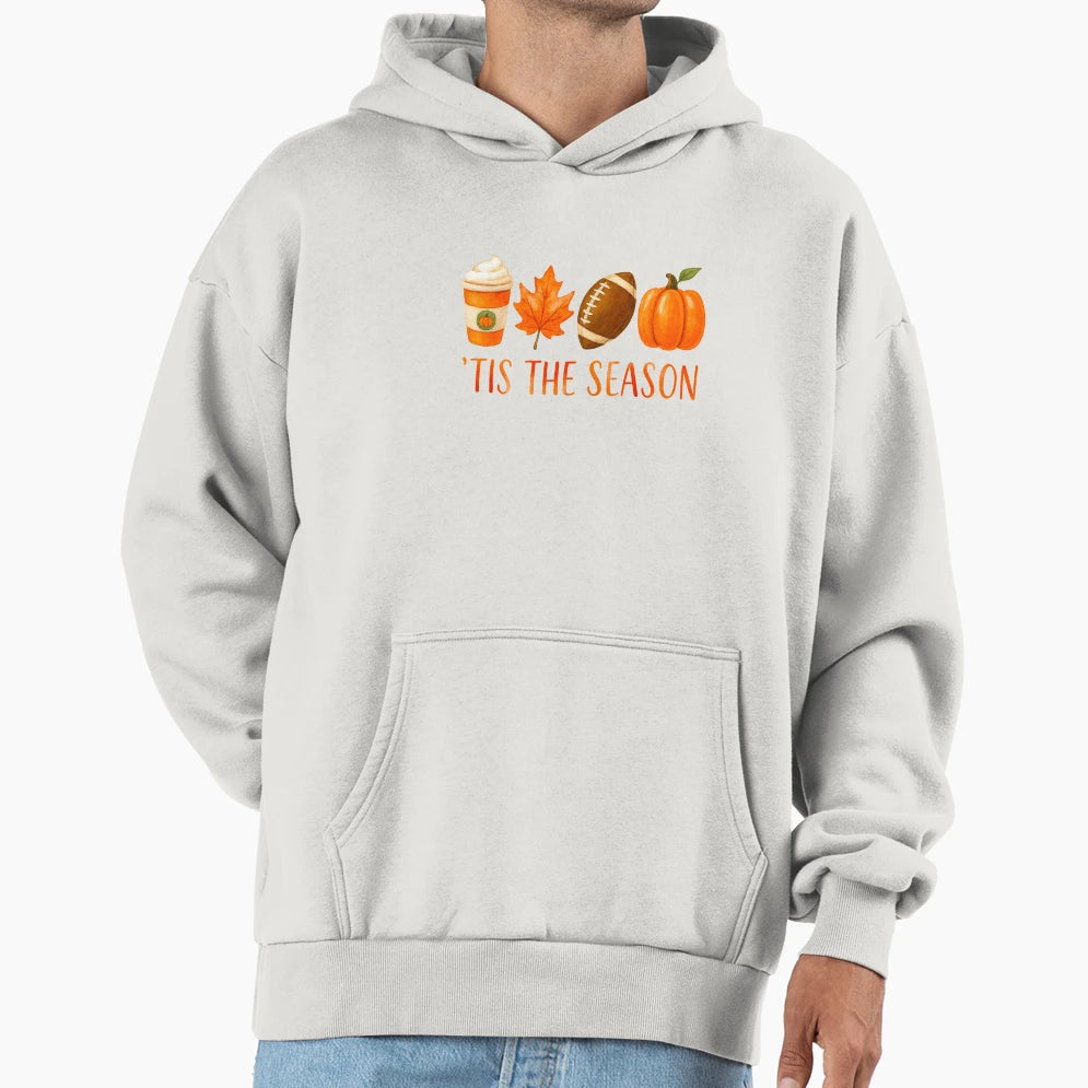 Tis Season Fall Football Pumpkin Hoodie - Streetwear Style for Adults - T-Shirt, Sweatshirt, Hoodie