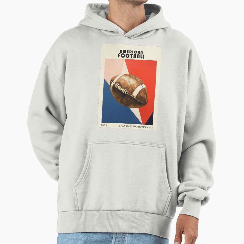 Bauhaus American Football Mid Century Hoodie - Minimalist Print for Adults - T-Shirt, Sweatshirt, Hoodie